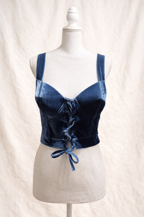 Haute Monde Tops - Haute Monde Velvet Corset L Jewel Teal Whimsigoth Gothic Fairy Lace Up Bustier